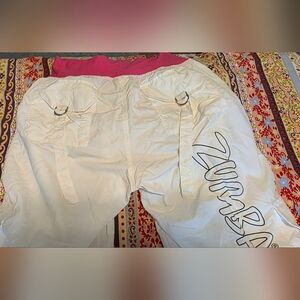 NEW, never Worn. Excellent Condition- Zumba Fitness Pink and White Cropped Pants